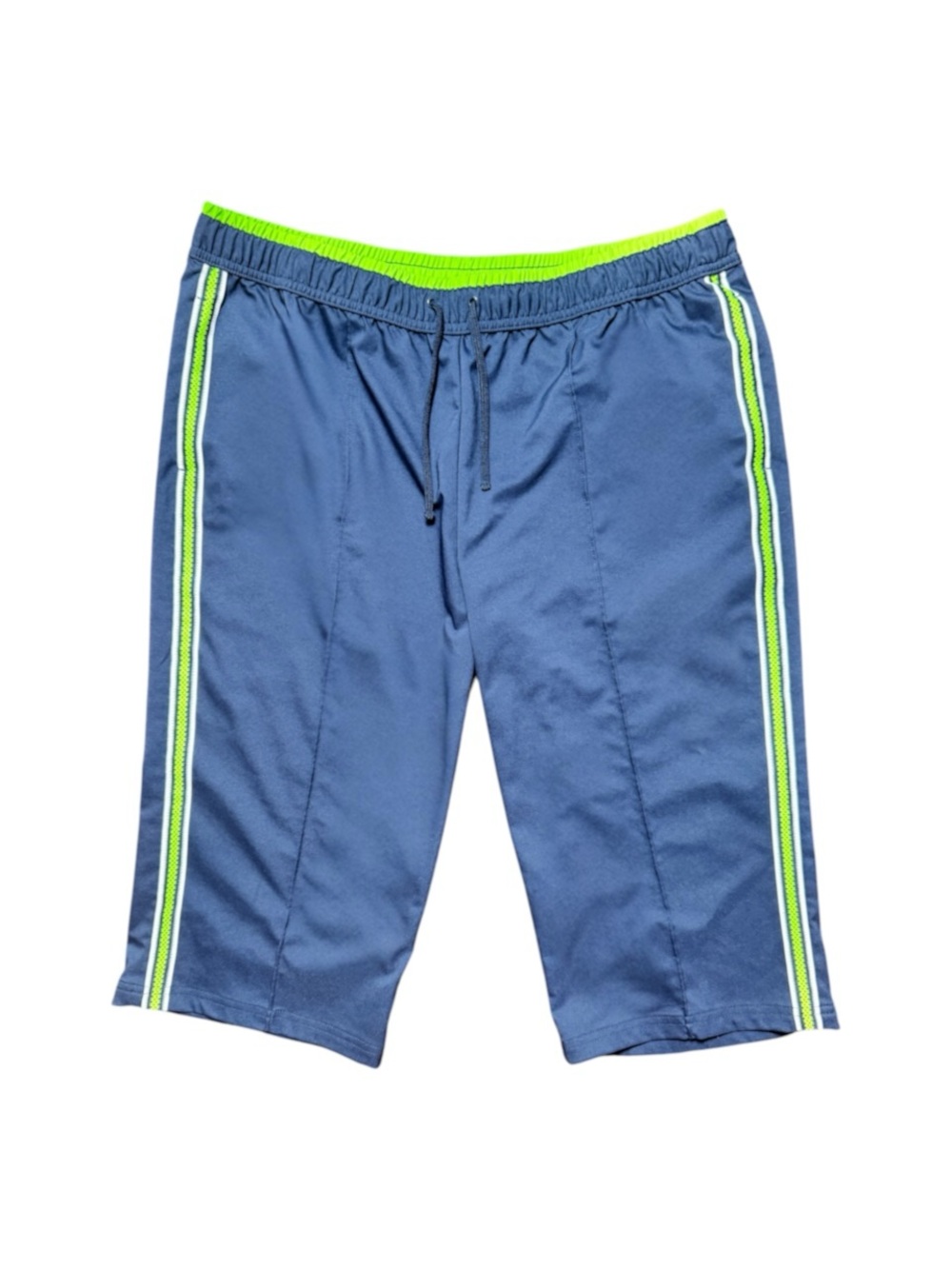 Y2K Navy Blue + Green Stripe Athletic Blokette Capri Pants Size XL - Picture 1 of 6
